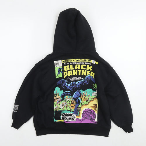 Marvel Boys Black Cotton Pullover Hoodie Size 7-8 Years Pullover - Black Panther Marvel Comics