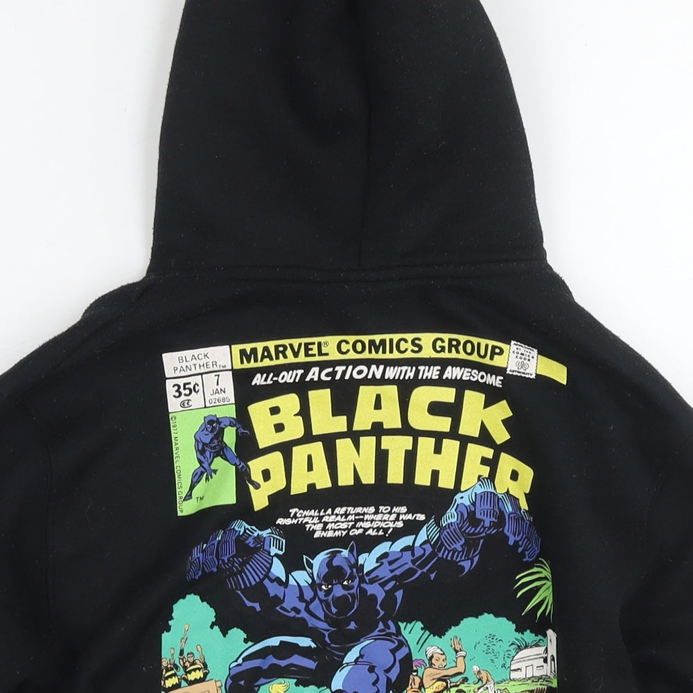 Marvel Boys Black Cotton Pullover Hoodie Size 7-8 Years Pullover - Black Panther Marvel Comics