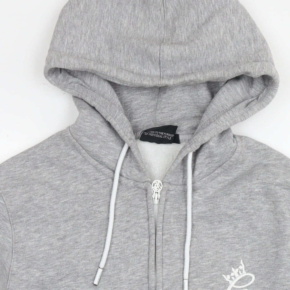Gym King Womens Grey Cotton Full Zip Hoodie Size S Pullover