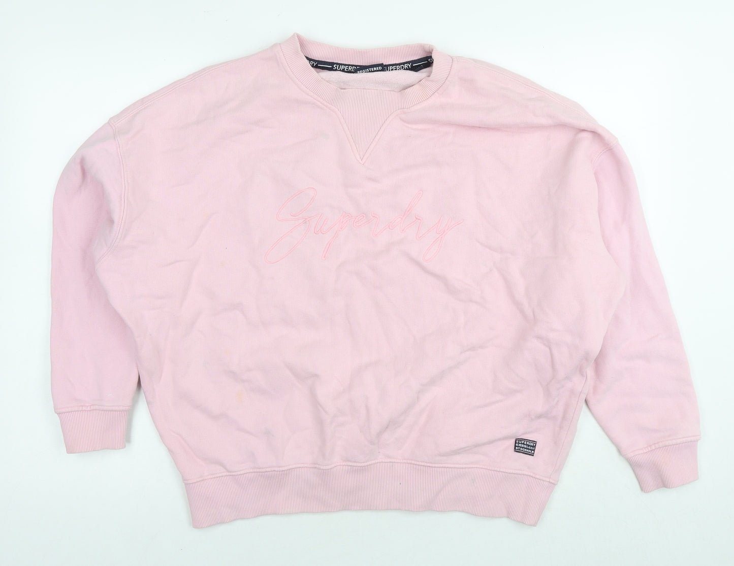 Superdry Womens Pink Cotton Pullover Sweatshirt Size 12 Pullover - Logo