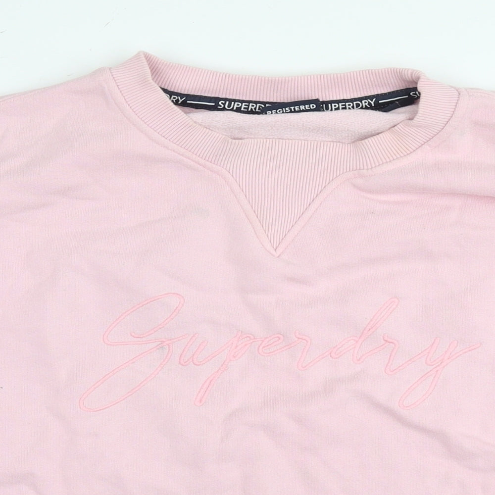 Superdry Womens Pink Cotton Pullover Sweatshirt Size 12 Pullover - Logo