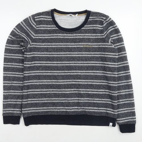Animal Womens Blue Striped Polyester Pullover Sweatshirt Size 12 Pullover