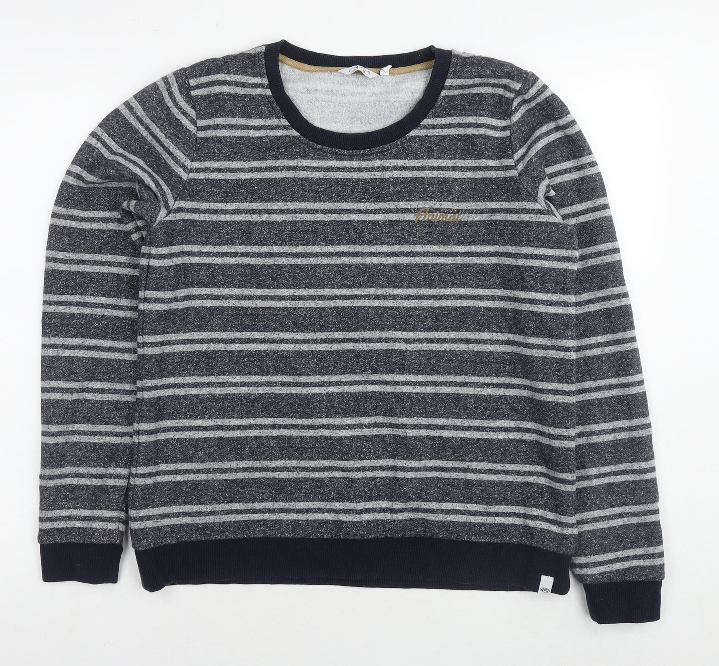 Animal Womens Blue Striped Polyester Pullover Sweatshirt Size 12 Pullover