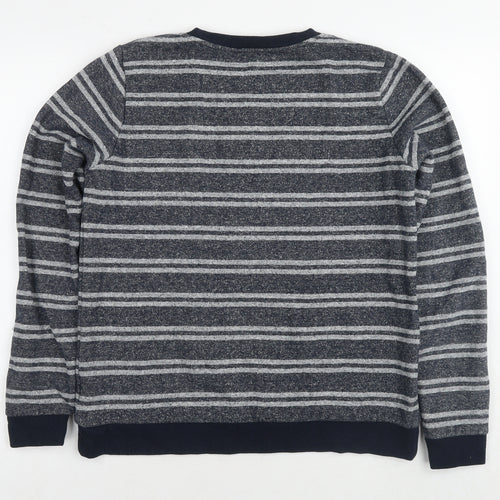 Animal Womens Blue Striped Polyester Pullover Sweatshirt Size 12 Pullover