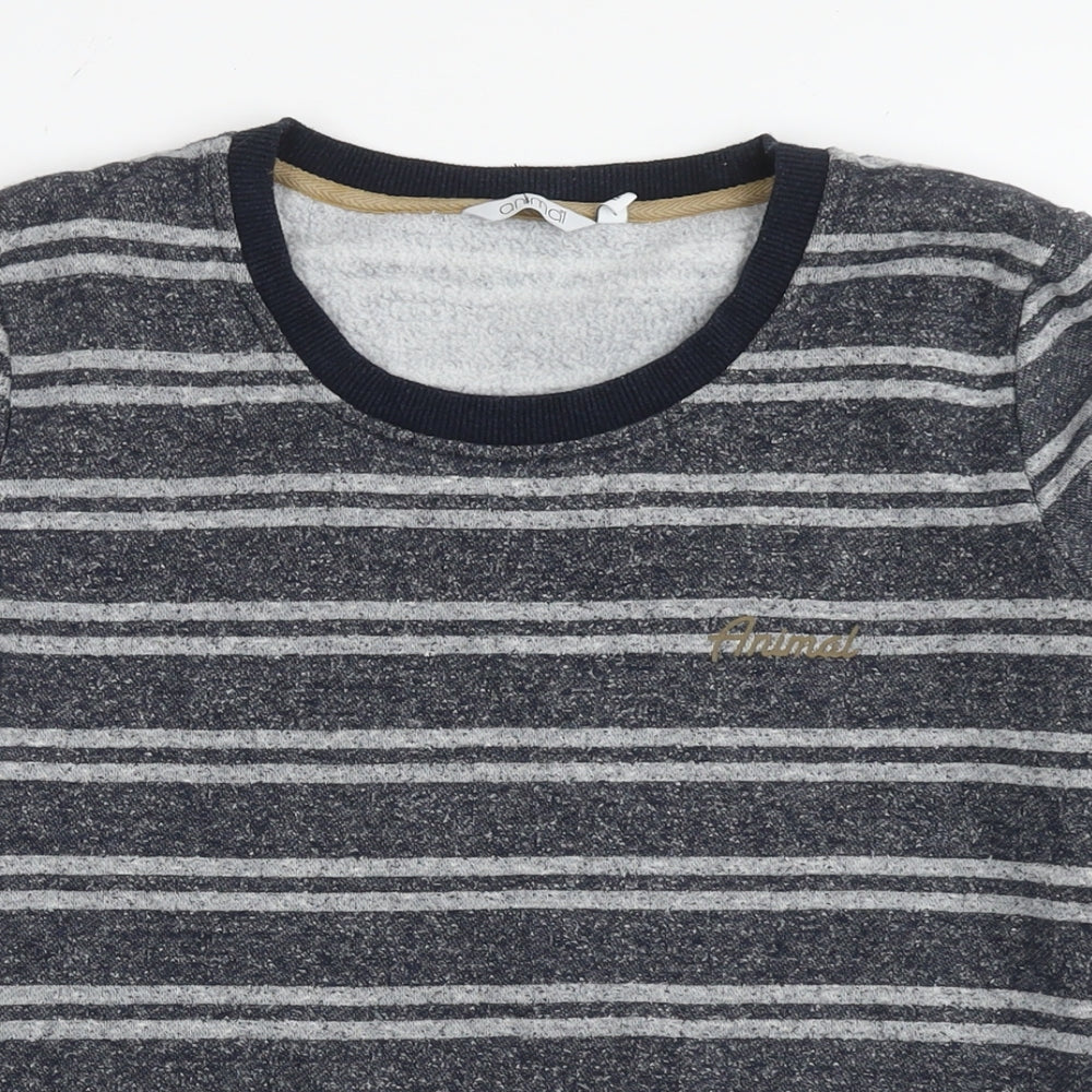 Animal Womens Blue Striped Polyester Pullover Sweatshirt Size 12 Pullover