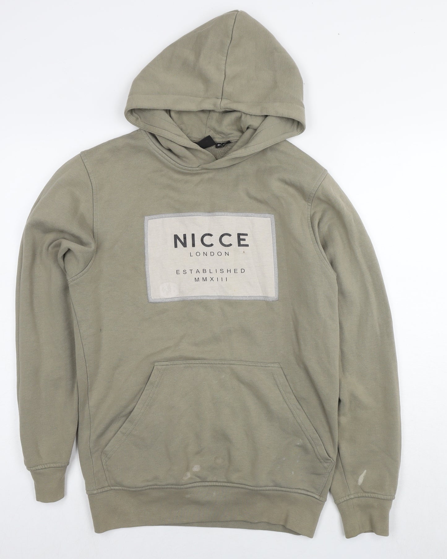 NICCE London Mens Green Cotton Pullover Hoodie Size XS