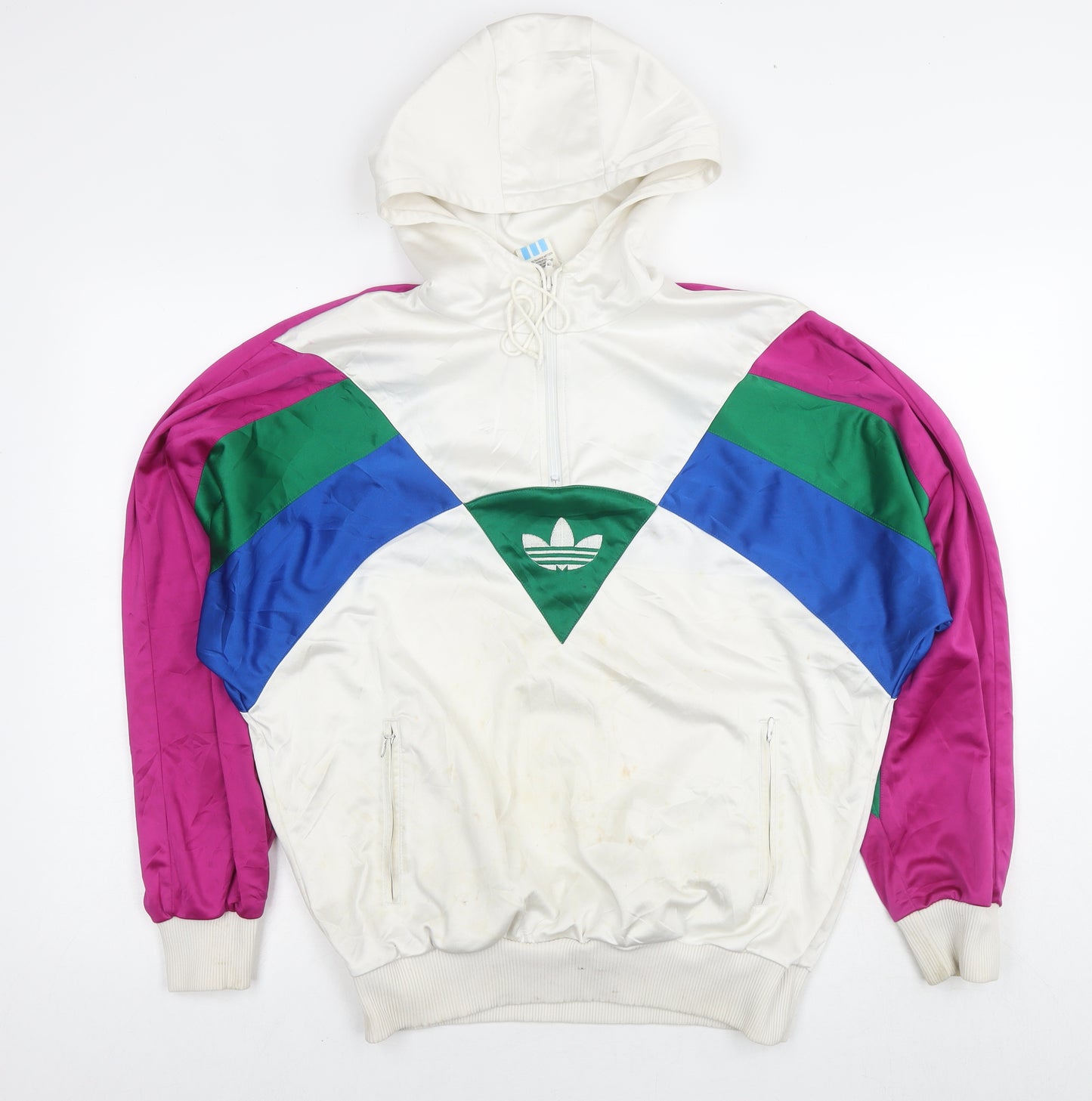 adidas Mens Multicoloured Polyester Pullover Hoodie Size S - Vintage