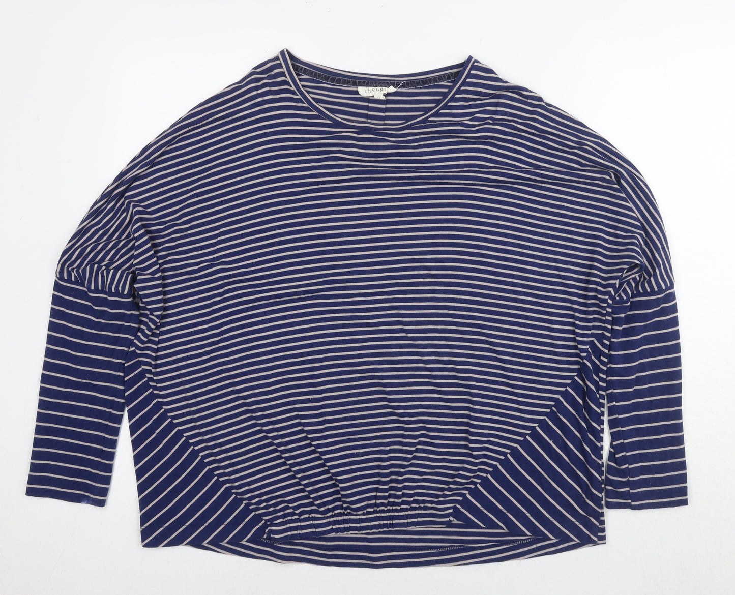 Thought Womens Blue Striped Viscose Pullover Sweatshirt Size 12 Pullover