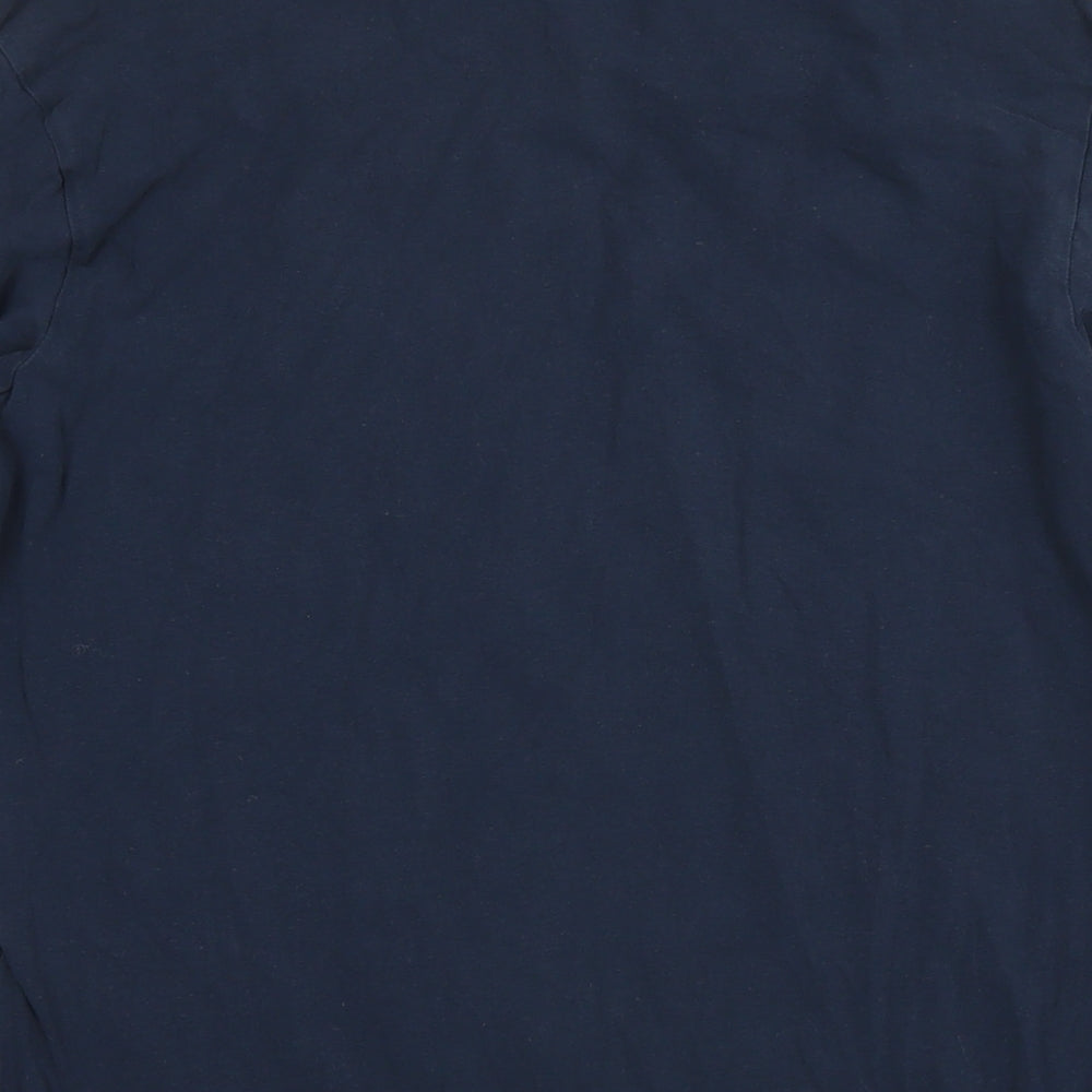 GUESS Mens Blue Cotton T-Shirt Size L Round Neck - Logo