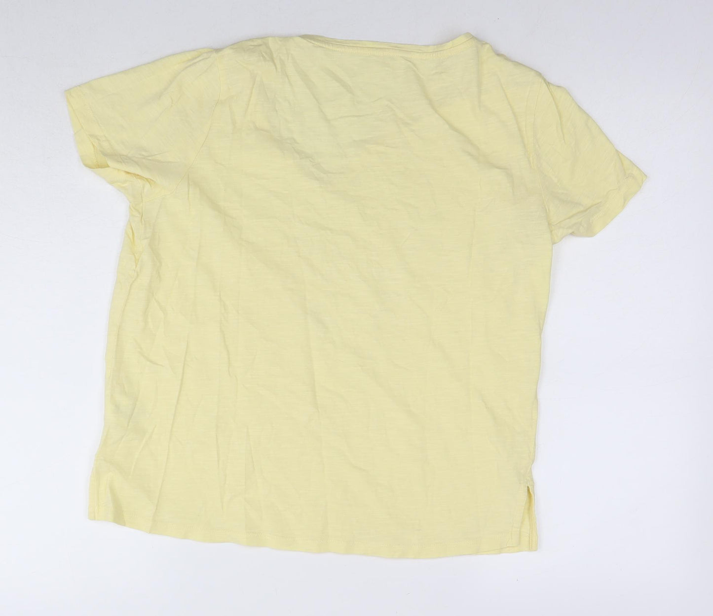 Hush Womens Yellow Cotton Basic T-Shirt Size M V-Neck