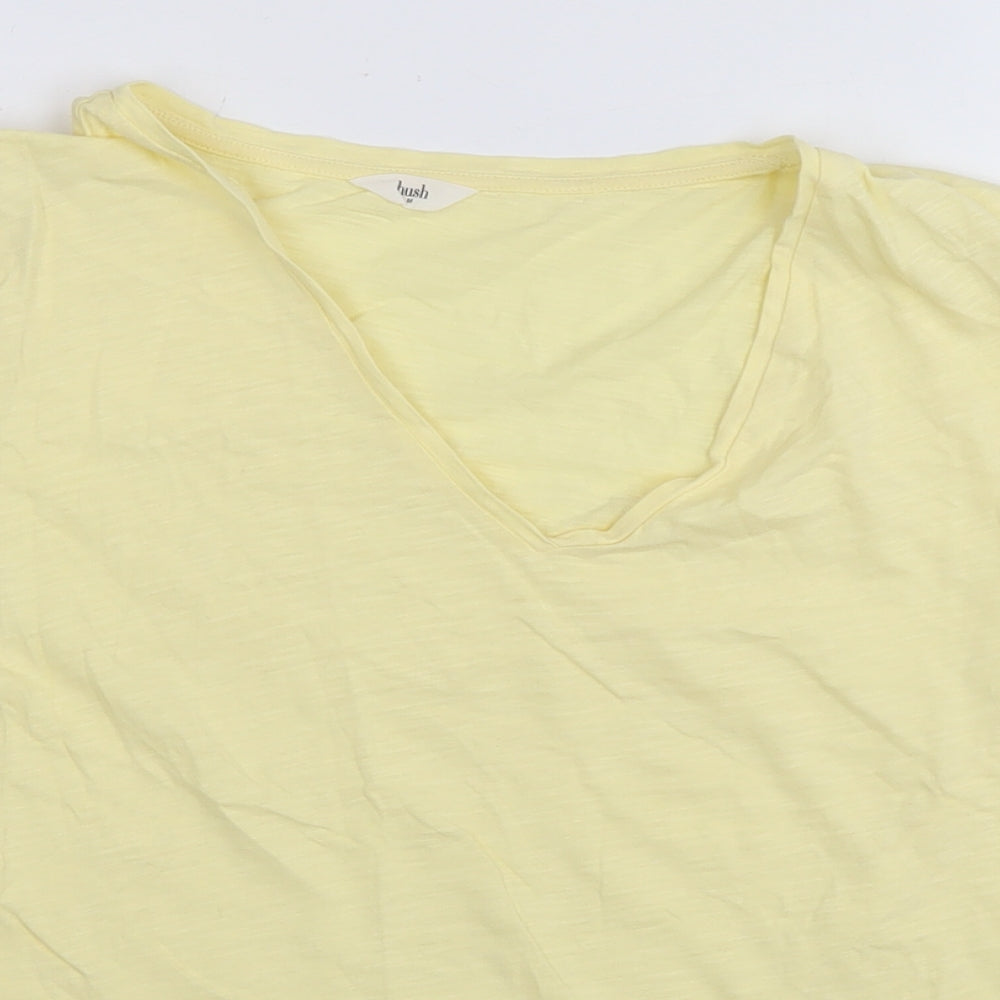 Hush Womens Yellow Cotton Basic T-Shirt Size M V-Neck