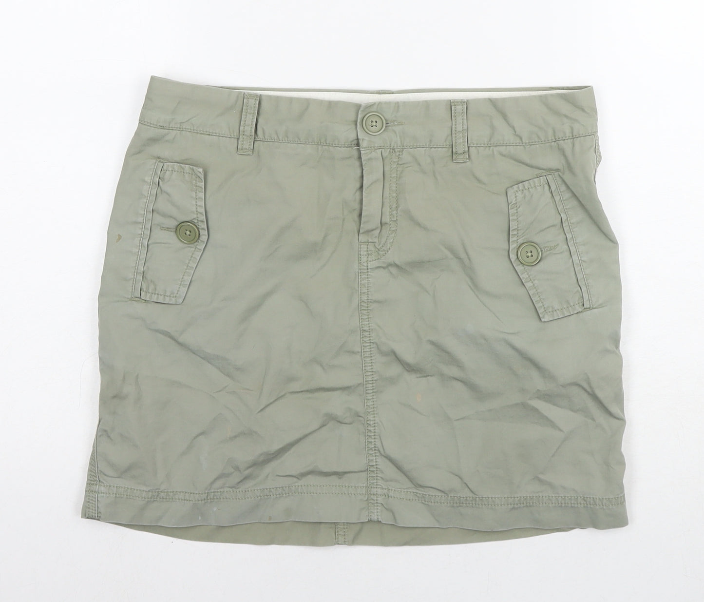 Gap Womens Green Cotton Cargo Skirt Size 4 Zip