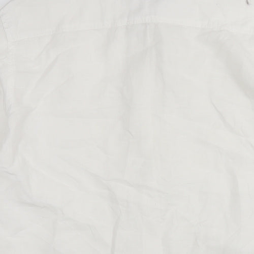 Mavi Mens White Linen Button-Up Size XL Collared Button