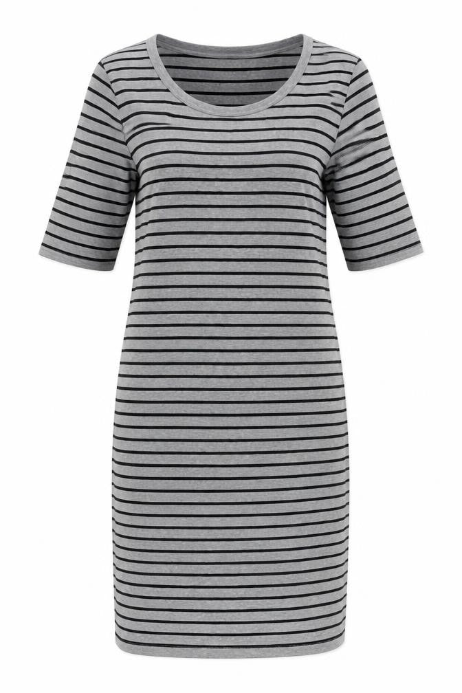 Philosophy Womens Grey Striped Cotton T-Shirt Dress Size M Round Neck Pullover