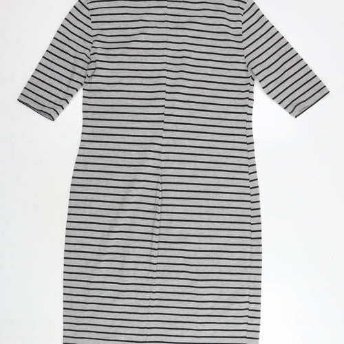 Philosophy Womens Grey Striped Cotton T-Shirt Dress Size M Round Neck Pullover