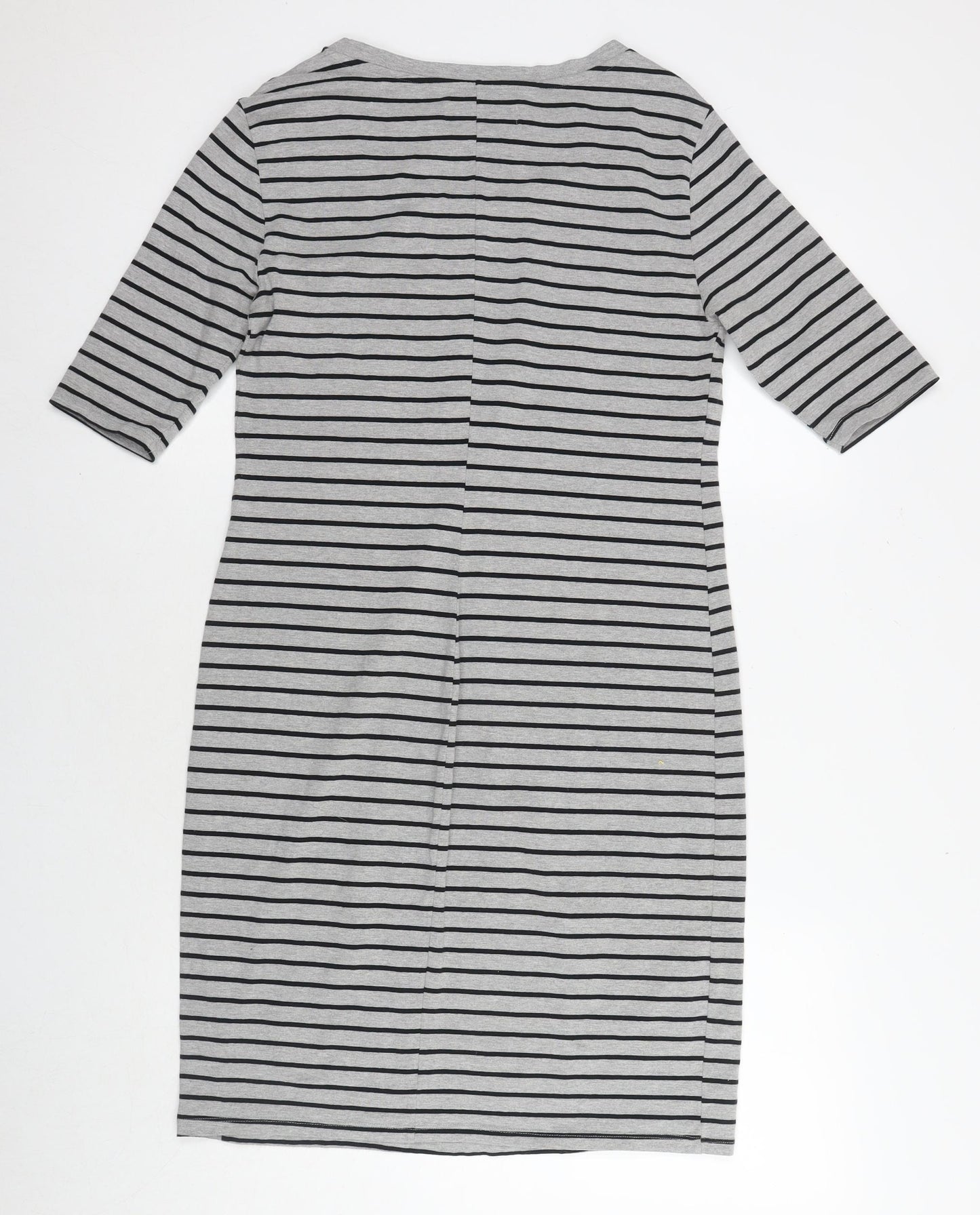 Philosophy Womens Grey Striped Cotton T-Shirt Dress Size M Round Neck Pullover