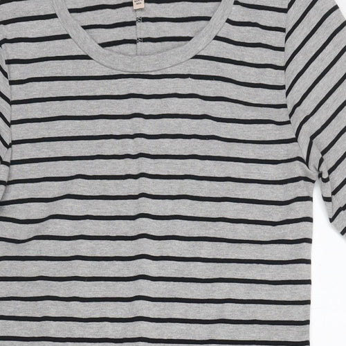 Philosophy Womens Grey Striped Cotton T-Shirt Dress Size M Round Neck Pullover