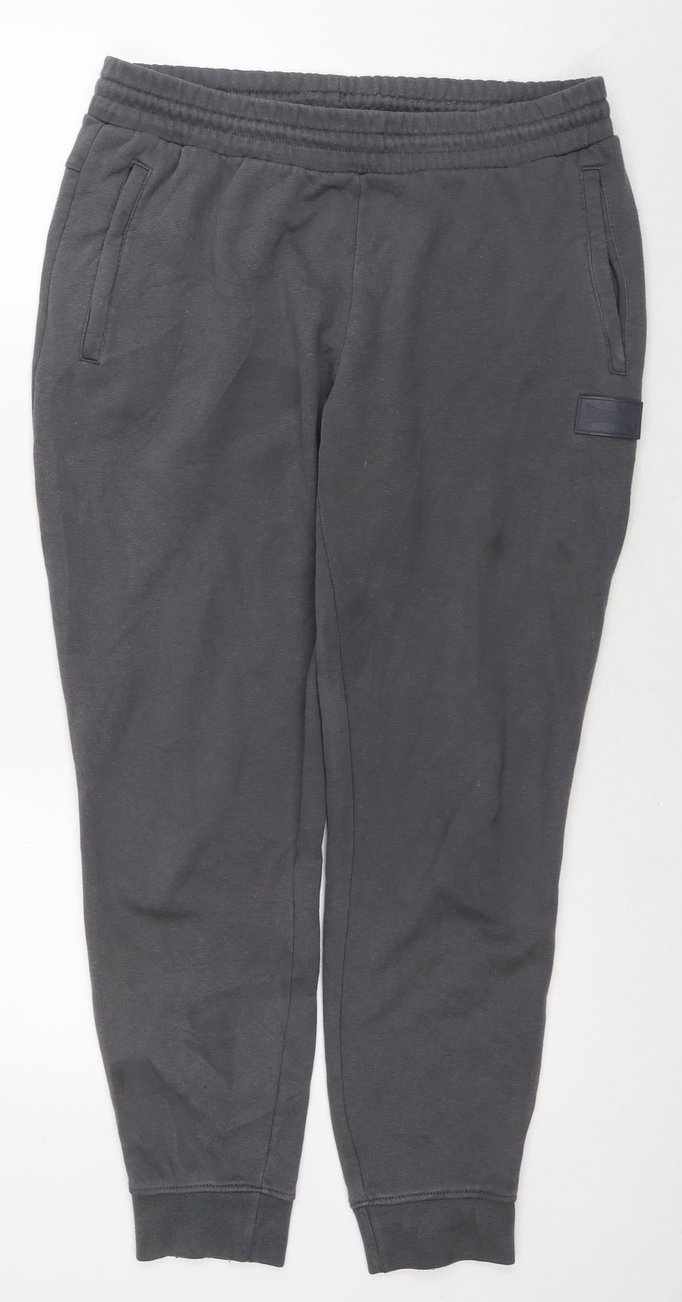 Lonsdale Womens Grey Polyester Jogger Trousers Size 14 L28 in Regular Drawstring