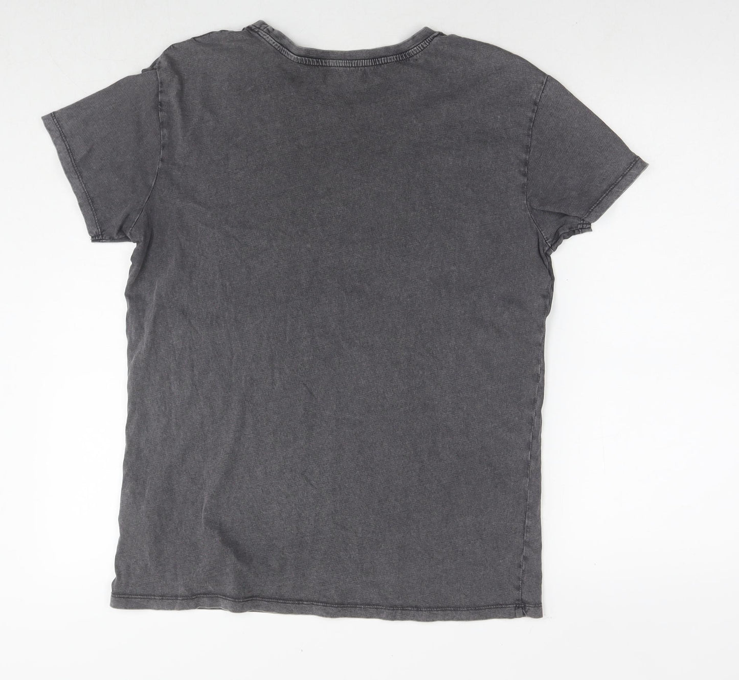Crop Womens Grey Cotton Basic T-Shirt Size M Round Neck - Flower Presence Only Now Is Real