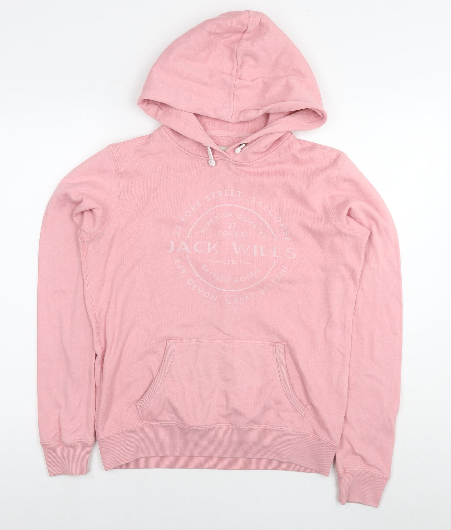 Jack Wills Womens Pink Cotton Pullover Hoodie Size 8 Pullover - Logo