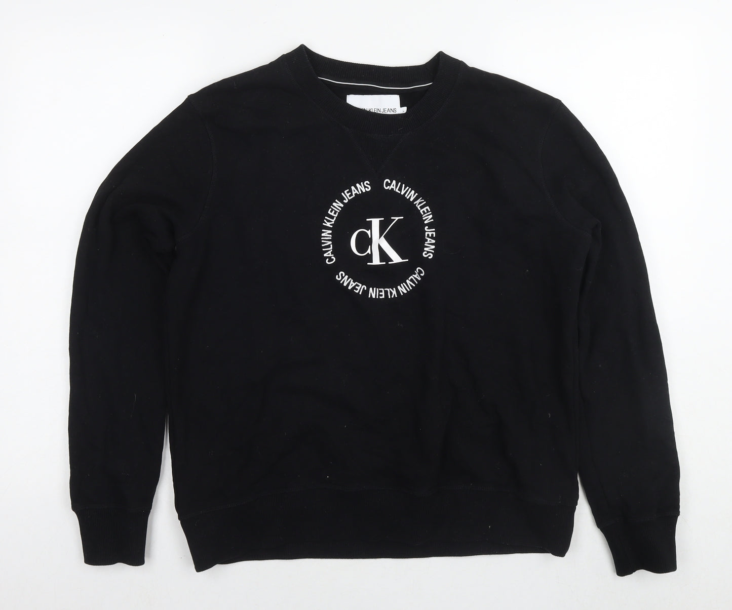 Calvin Klein Womens Black Cotton Pullover Sweatshirt Size L Pullover - Logo