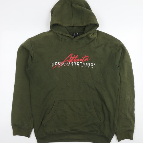 Good For Nothing Womens Green Cotton Pullover Hoodie Size XL Pullover - Logo