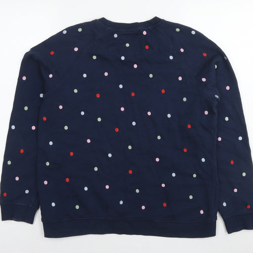 Crew Clothing Womens Blue Polka Dot Cotton Pullover Sweatshirt Size 12 Pullover
