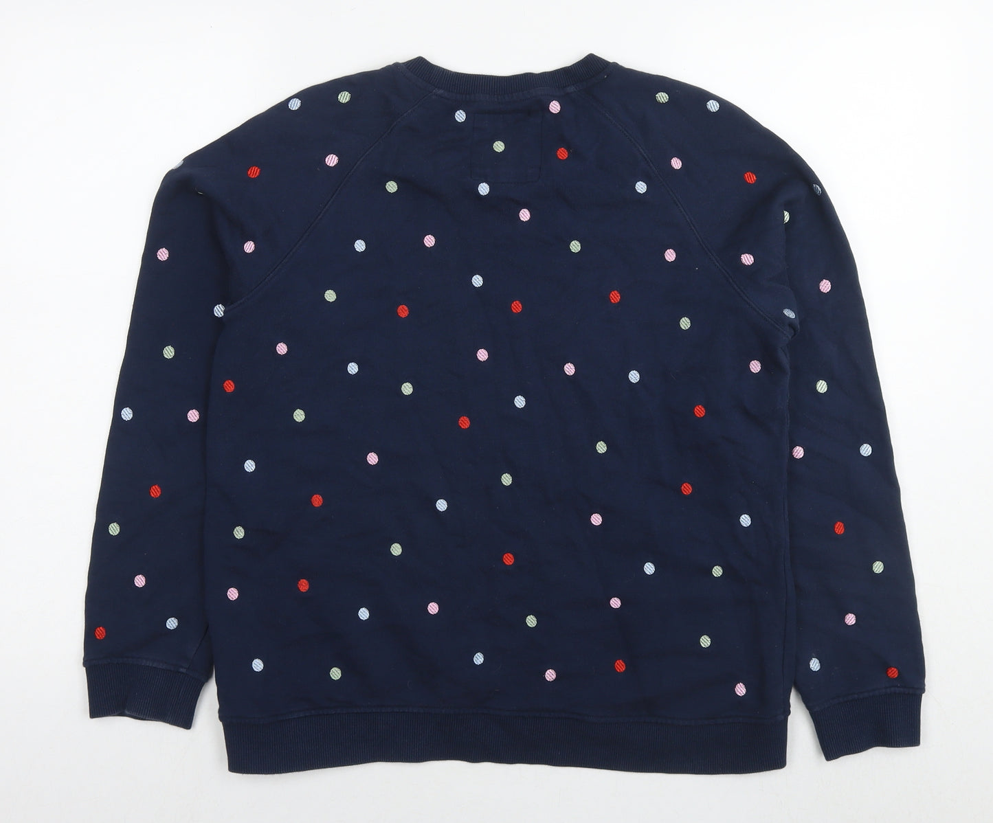 Crew Clothing Womens Blue Polka Dot Cotton Pullover Sweatshirt Size 12 Pullover