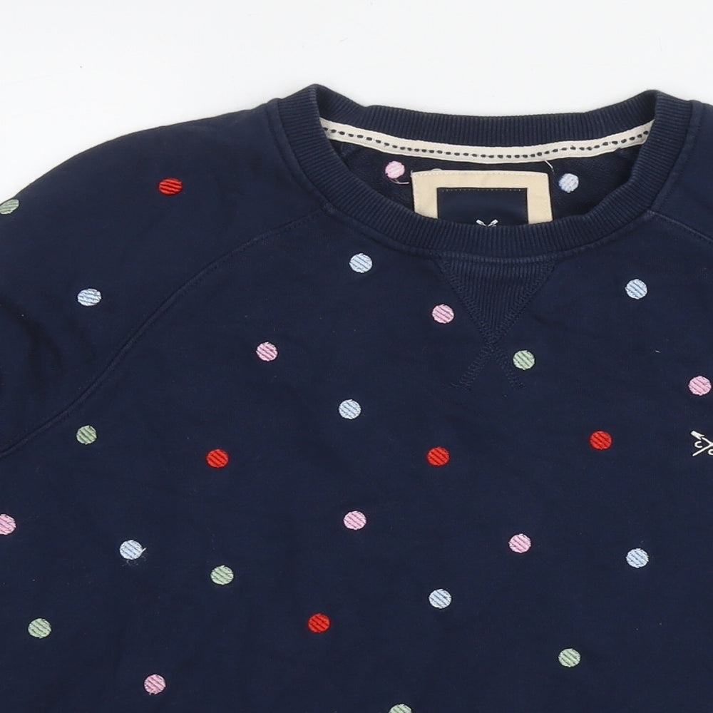 Crew Clothing Womens Blue Polka Dot Cotton Pullover Sweatshirt Size 12 Pullover