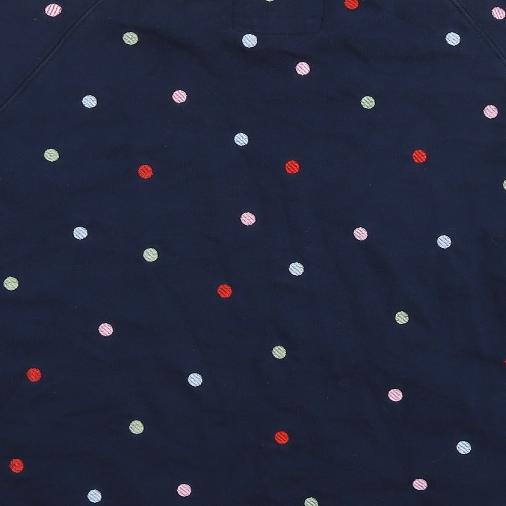 Crew Clothing Womens Blue Polka Dot Cotton Pullover Sweatshirt Size 12 Pullover