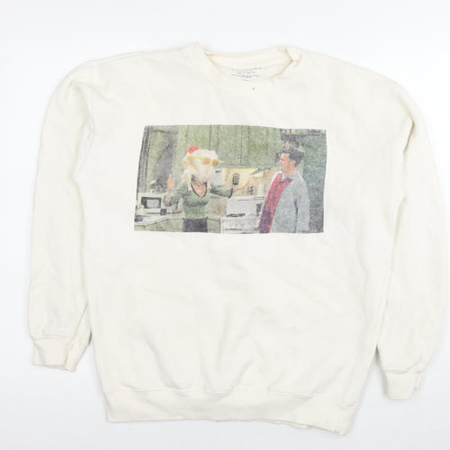 Friends Womens White Cotton Pullover Sweatshirt Size M Pullover