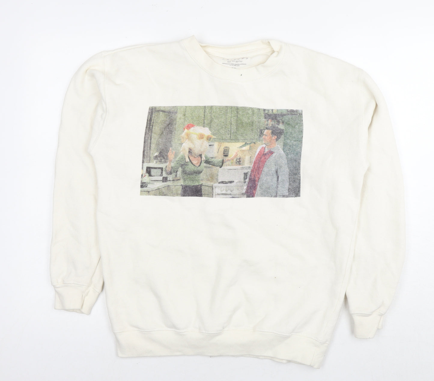 Friends Womens White Cotton Pullover Sweatshirt Size M Pullover