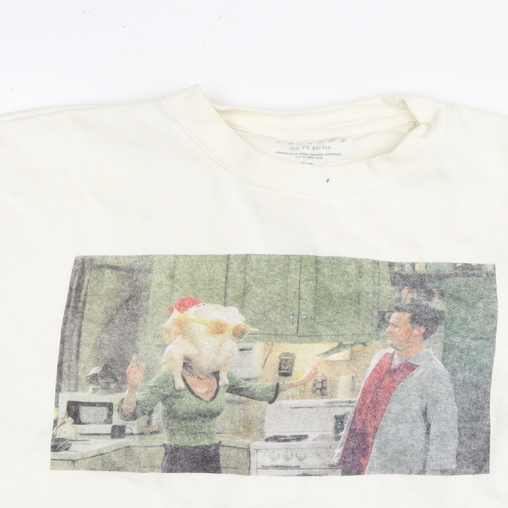 Friends Womens White Cotton Pullover Sweatshirt Size M Pullover