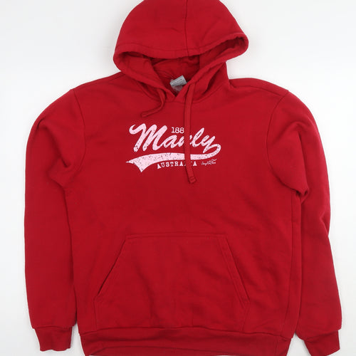 Australia Mens Red Polyester Pullover Hoodie Size M - Logo