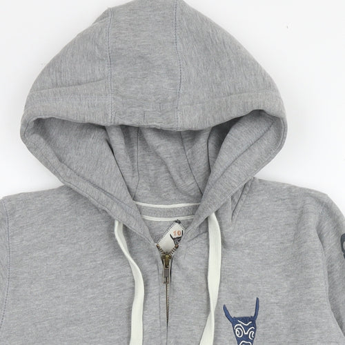 Ushi Womens Grey Cotton Full Zip Hoodie Size S Pullover - Logo
