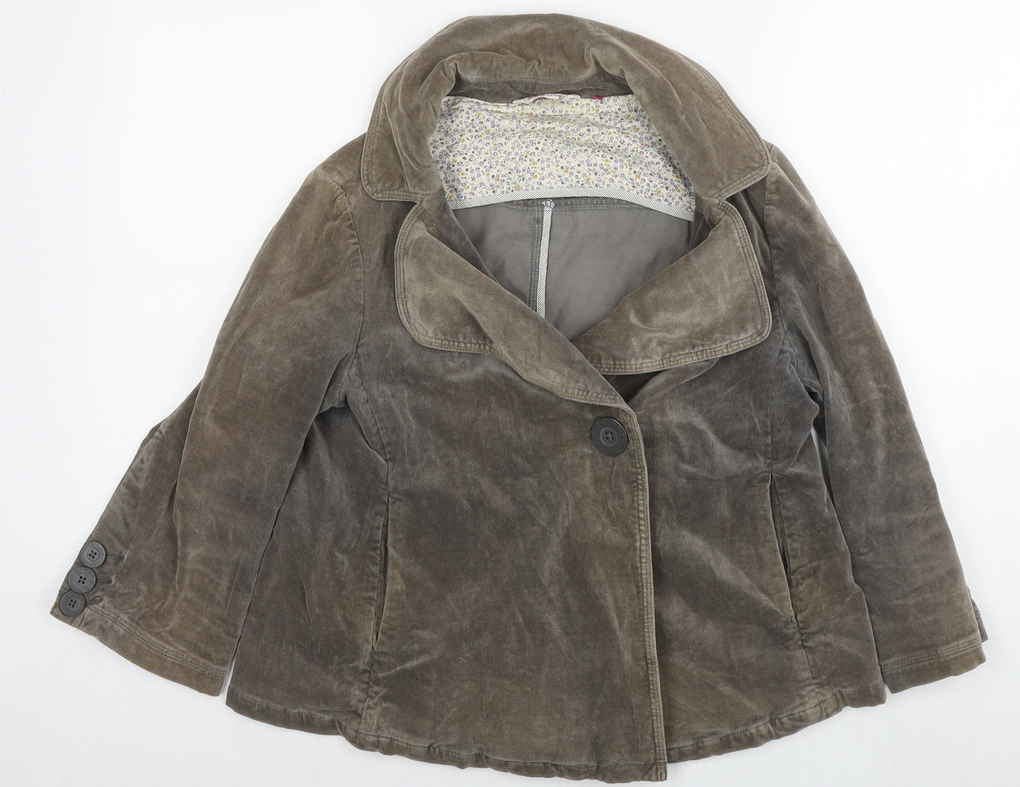 White Stuff Womens Brown Pea Coat Coat Size 12 Button