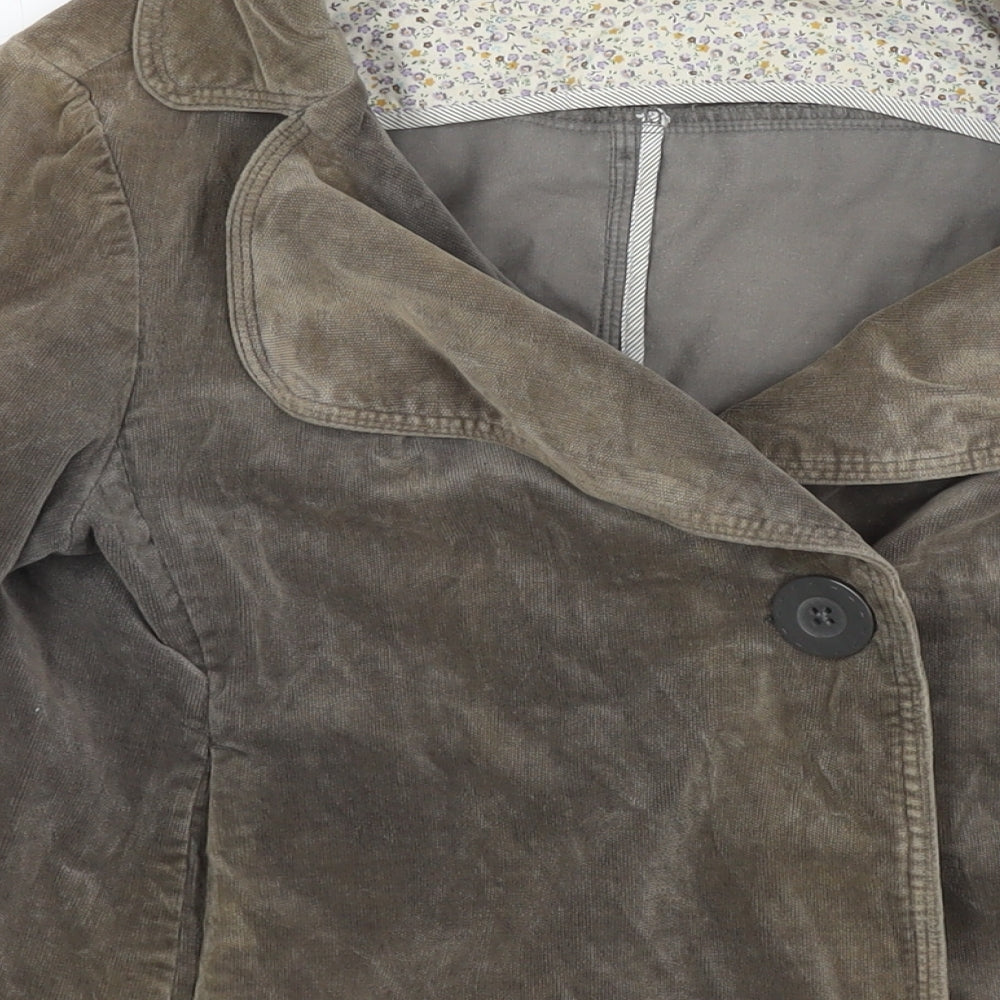 White Stuff Womens Brown Pea Coat Coat Size 12 Button