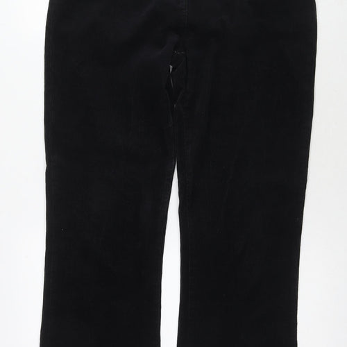 Editions Womens Black Cotton Trousers Size 14 L30 in Regular Zip - Vintage