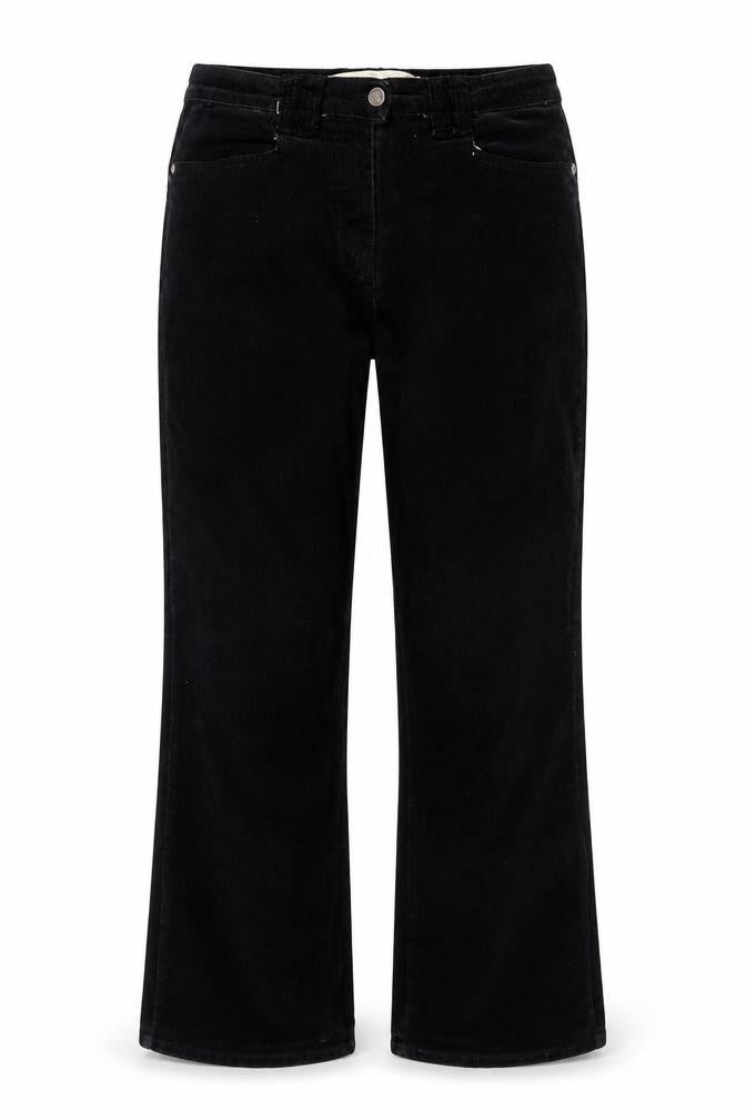 Editions Womens Black Cotton Trousers Size 14 L30 in Regular Zip - Vintage