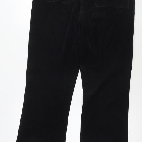 Editions Womens Black Cotton Trousers Size 14 L30 in Regular Zip - Vintage