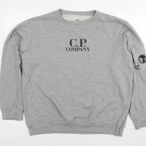 CP Company Mens Grey Polyester Pullover Sweatshirt Size 2XL - Logo