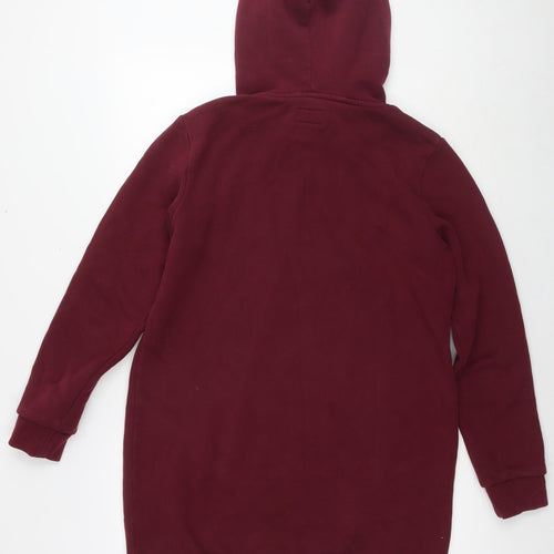 Superdry Womens Red Cotton Pullover Hoodie Size 12 Pullover - Tunic Logo