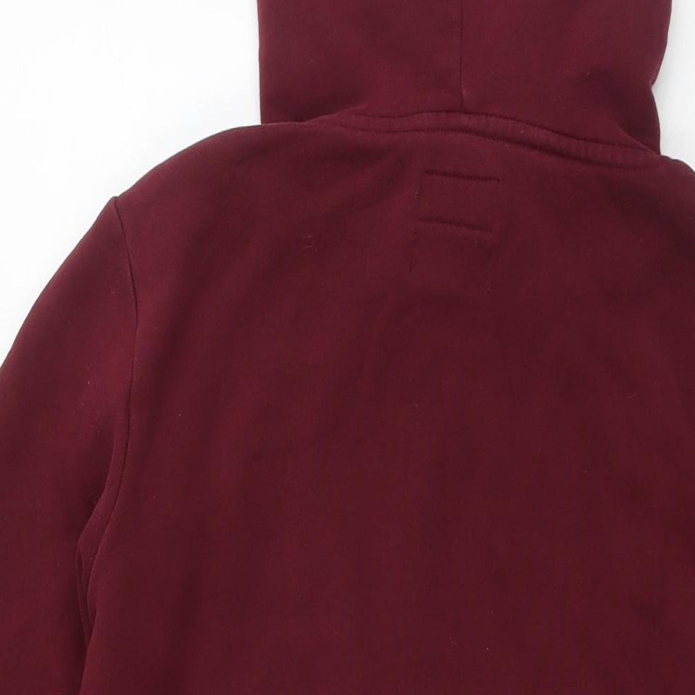 Superdry Womens Red Cotton Pullover Hoodie Size 12 Pullover - Tunic Logo