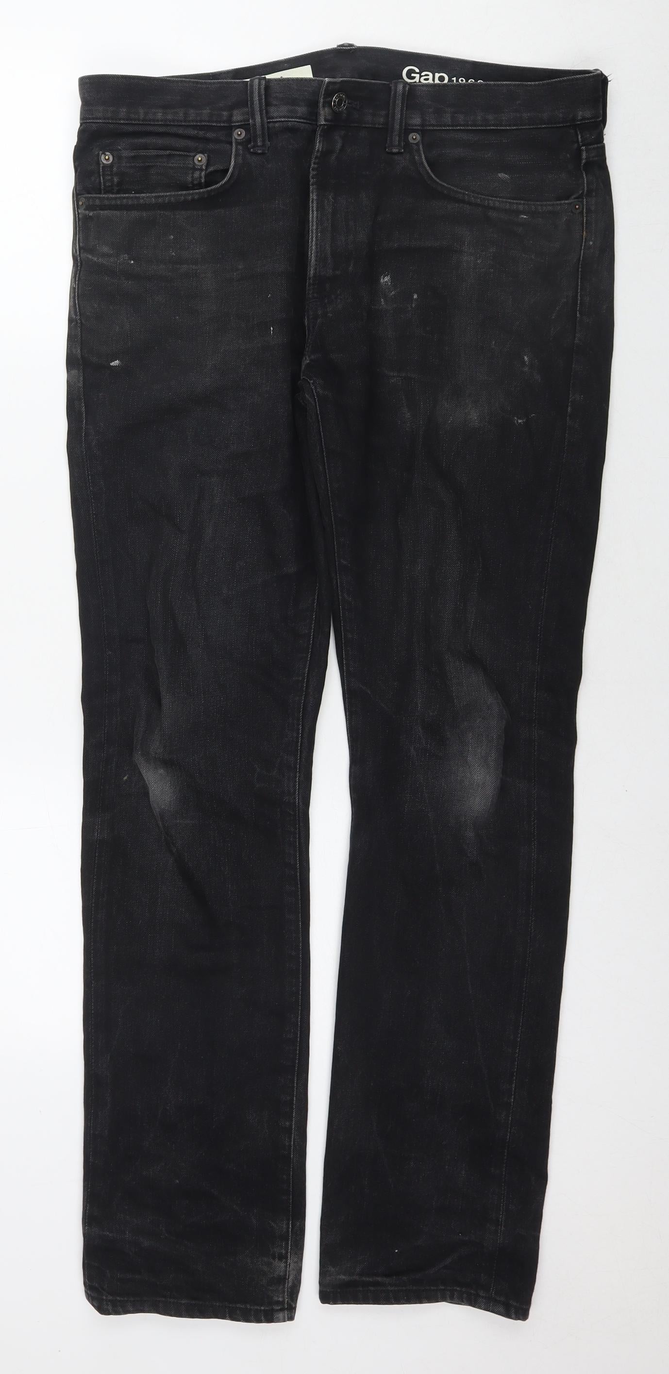 Gap Mens Black Cotton Straight Jeans Size 32 in L32 in Regular Zip