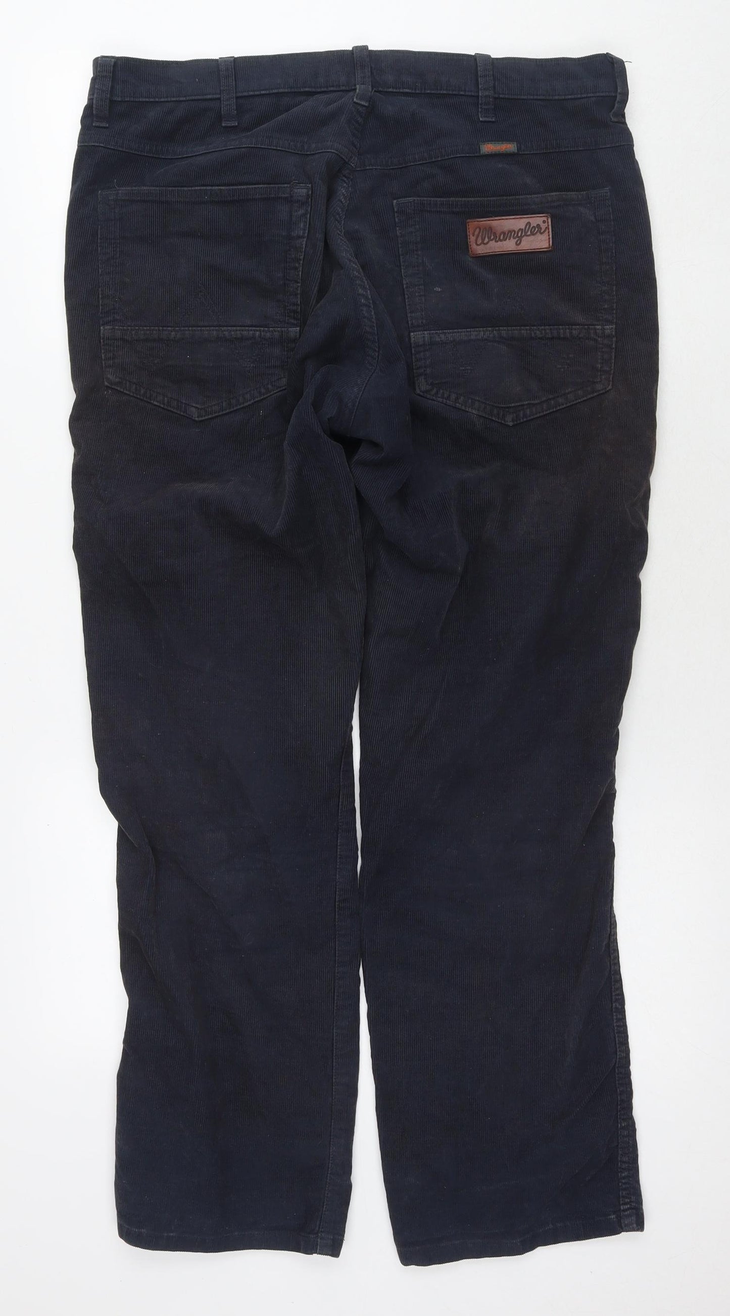 Wrangler Mens Blue Cotton Trousers Size 36 in L30 in Regular Zip