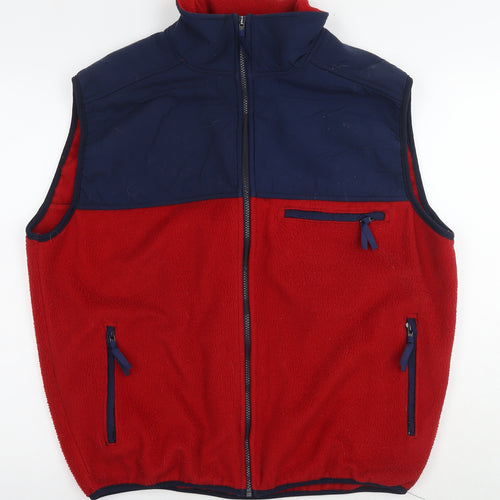 Get Fleeced Mens Red Gilet Waistcoat One Size Zip