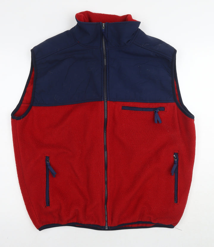 Get Fleeced Mens Red Gilet Waistcoat One Size Zip