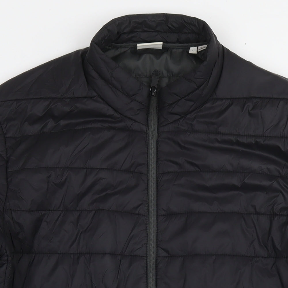 JACK & JONES Mens Black Jacket Size L Zip