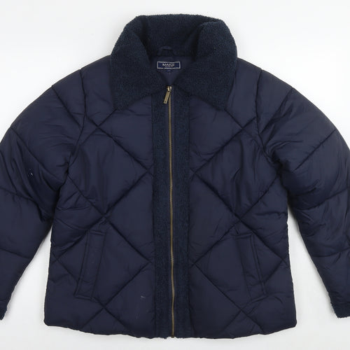 Maine Womens Blue Quilted Jacket Size 12 Zip