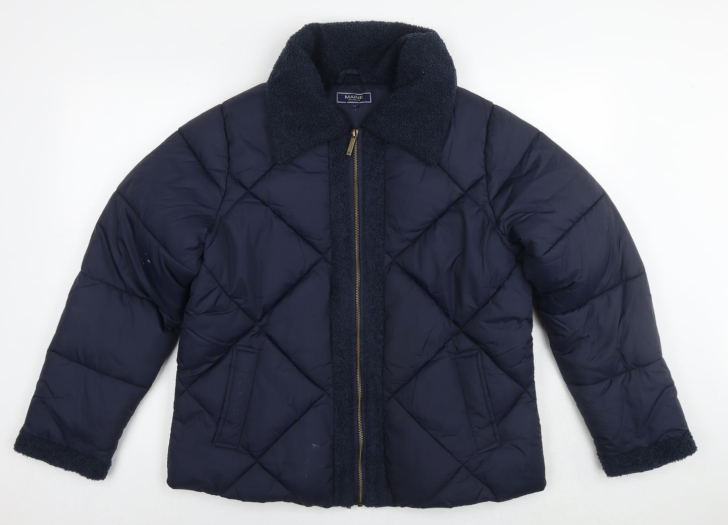 Maine Womens Blue Quilted Jacket Size 12 Zip